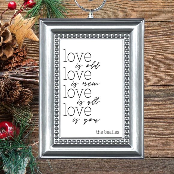 The Beatles Rock Band Because Lyrics Christmas Tree Ornament - Picture 1 of 3